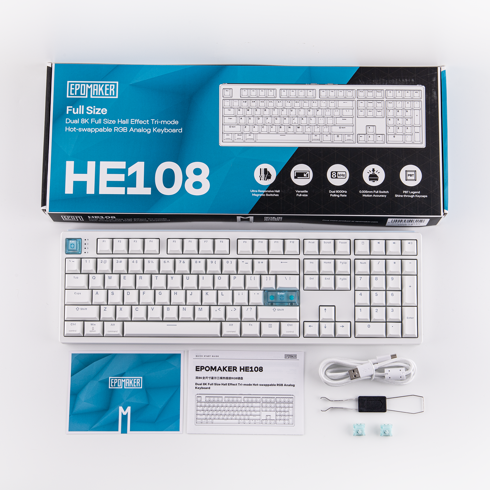 EPOMAKER HE108 Full Sized Gaming Keyboard